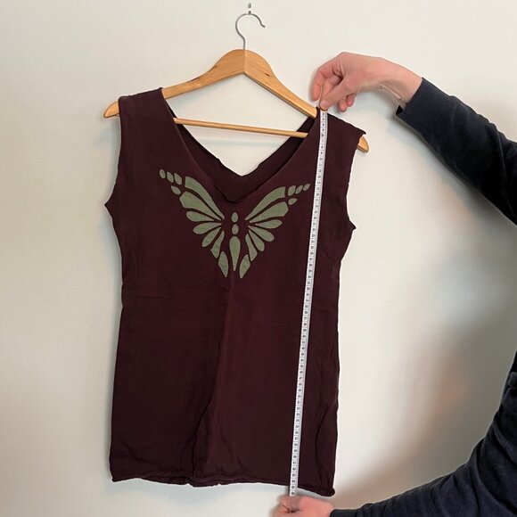 Unique Butterfly Top. 100% Cotton. Made in Nepal. Maroon. Size S-M. Womens. - Picture 7 of 7